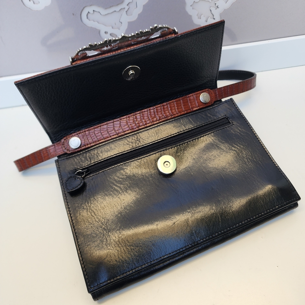 Brighton Vintage Crossbody Bag plus Wallet Snakeskin Leather - Picture 9 of 16